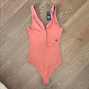Abercrombie & Fitch Ribbed V-Neck Henley Bodysuit